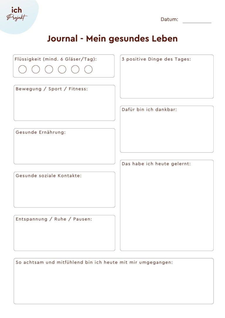 Journal Gesunde Gewohnheiten, Dr. Eva Brunegger, Ich-Projekt